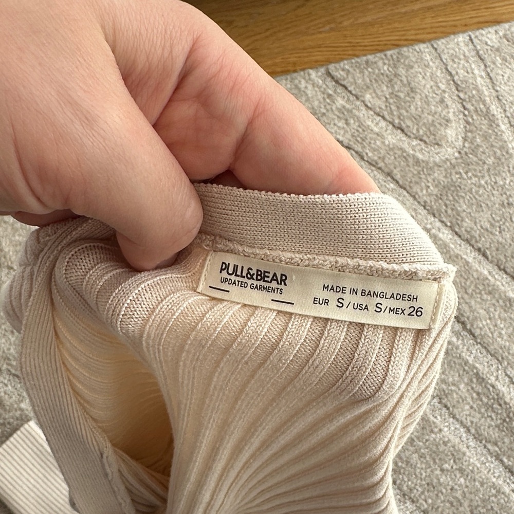Pull&Bear Cream Ribbed Cardigan - Picture 2 of 2